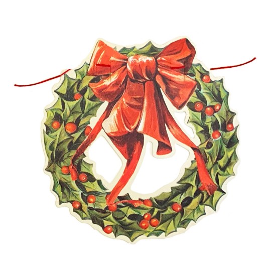 Large Christmas Wreath Paper Scrap Garland ~ England